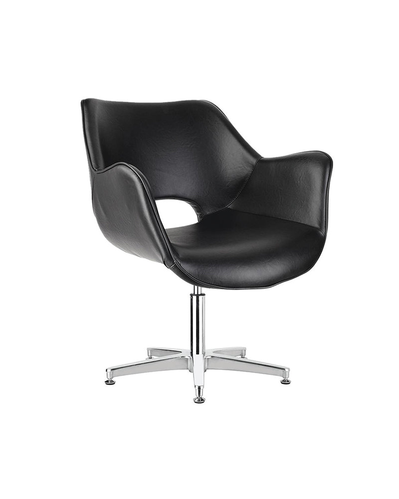 Chloe Black - Sillón de espera negro - Base estrella cromada